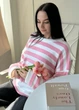 Розовий демісезонний джемпер у смужку No Brand - зображення 2