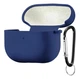 Силиконовый чехол Silicone Case для AirPods 4 midnight blue с микрофиброй темно синий с карабином - изображение 1