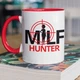 Кружка керамическая с дизайном "Milf Hunter" 330 мл для напитков белая с красной ручкой на подарок - изображение 1