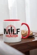 Кружка керамическая с дизайном "Milf Hunter" 330 мл для напитков белая с красной ручкой на подарок - изображение 2