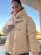 Куртка женская Lady Yep 8096 оверсайз с капюшоном и мехом тедди 44 бежевая - изображение 3