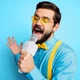 Беспроводной микрофон караоке Hoco BK5 Cantando Karaoke Blue 1200 мАч 5Вт Смена голоса Белый - изображение 3
