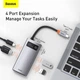 USB-хаб Baseus Metal Gleam Series 4-in-1 Type-C to USB3.0 USB2.0 4K HDMI Type-C Концентратор Type-C HUB Док-станция Space Gray (CAHUB-CY0G) - изображение 6