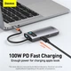 USB-хаб Baseus Metal Gleam Series 4-in-1 Type-C to USB3.0 USB2.0 4K HDMI Type-C Концентратор Type-C HUB Док-станция Space Gray (CAHUB-CY0G) - изображение 7