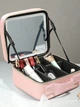 Косметичка портативная с зеркалом и LED подсветкой дорожная, бьюти-кейс Розовая - изображение 7