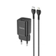 Сетевое зарядное устройство адаптер Hoco N19 Rigorous |1Type-C, 25W/3A, быстрая зарядка QC/PD, многоуровневая система защиты, универсальная совместимость| + Кабель Type-C to Lightning в комплекте |1 м| Черный - изображение 1