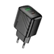 Сетевое зарядное устройство адаптер Hoco CS25A Rico |1USB/1Type-C, 20W/3A, поддержка быстрой зарядки PD/QC/FCP/AFC, многоуровневая защита, универсальная совместимость| Черный - изображение 1