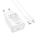 Сетевое зарядное устройство адаптер Hoco C143A Benefit |1Type-C, 3A/20W, поддержка быстрой зарядки PD/QC, многоуровневая система защиты, широкая совместимость| + Кабель Type-C to Lightning в комплекте |1 м| Белый - изображение 6