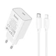 Сетевое зарядное устройство адаптер Hoco C143A Benefit |1Type-C, 3A/20W, поддержка быстрой зарядки PD/QC, многоуровневая система защиты, широкая совместимость| + Кабель Type-C to Lightning в комплекте |1 м| Белый - изображение 7