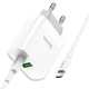 Сетевое зарядное устройство адаптер Hoco C80A Rapido |1USB/1Type-C, 20W/3A, поддержка быстрой зарядки QC/PD, многоуровневая защита, универсальная совместимость| + Кабель Type-C to Type-C в комплекте |1 м| Белый - изображение 3