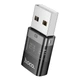 Адаптер перехідник Hoco UA36C USB male to Type-C female USB 2.0 Black - зображення 2