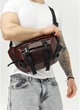 Большая кожаная мужская поясная сумка бананка Sambag DynamicDart марсала - изображение 8