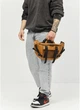 Большая кожаная мужская поясная сумка бананка Sambag DynamicDart рыжая - изображение 4