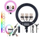 Кольцевая LED лампа RGB MJ45 Ring 45 см комплектация адаптер со встроенным кабелем, держатели для телефона, пульт - изображение 1