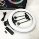 Кольцевая LED лампа RGB MJ45 Ring 45 см комплектация адаптер со встроенным кабелем, держатели для телефона, пульт - изображение 2