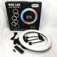 Кольцевая LED лампа RGB MJ45 Ring 45 см комплектация адаптер со встроенным кабелем, держатели для телефона, - изображение 7