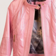 Кожаная куртка розовая VK короткая женская (Арт. LT311-P) 50 - изображение 3