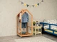Домик-вешалка для одежды с колесами Busy Wood Натуральное дерево 50х50х112 см - изображение 9