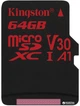 Карта памяти Kingston microSDXC 64GB Canvas React Class 10 UHS-I U3 V30 (SDCR/64GBSP) - изображение 1