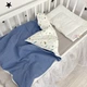 Плед натуральный в кроватку или коляску для новорожденного Oh My Kids "Перья" пике цвет джинс - изображение 4