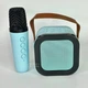 Караоке колонка Bluetooth з мікрофоном та RGB підсвіткою, портативна бездротова міні акустика з вбудованим акумулятором, USB, TF, AUX, набір для співу і розваг для дітей і дорослих Блакитний, K12-Blue - зображення 8