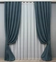 Комплект штор VR-Textil Микровелюр Petek 100х270 2шт и Тюль 300х270 1489ш-1153т Серо-голубой с белым 71-033/1 - изображение 1