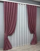 Комплект штор VR-Textil Микровелюр Petek 100х270 2шт и Тюль 400х270 1490ш-1153т Пурпурный с белым 71-034/2 - изображение 2