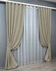 Комплект штор VR-Textil Микровелюр Petek 100х270 2шт и Тюль 300х270 1488ш-1153т Бежевый с белым 71-057/1 - изображение 2
