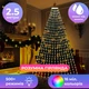 Умная смарт гирлянда с кольцом на елку 10 нитей по 2,5 метра Smart 250 led Garlando Pro управление телефоном и пультом USB белый провод свет Мультицвет - изображение 3