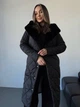 Женское зимнее стеганое пальто с капюшоном искусственной норкой K&ML M ( 46 ) Черный ( 45.1 - 01) - изображение 10