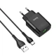 Сетевое зарядне пристрій HOCO C72Q Glorious single port QC3.0 Charger Set (Type-C) 18W Black (6931474732545) - зображення 1
