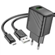 Мережевий зарядний пристрій з кабелем HOCO CS21A Rich single port QC3.0 charger set(Micro)(EU) Black (6942007609890) - зображення 1