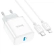 Мережевий зарядний пристрій HOCO C104A Stage single port PD20W charger set (C to iP)(EU) White (6931474782908) - изображение 5