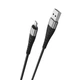 Кабель BOROFONE BX32 USB to iP 2.4A, 1m, нілон, алюмінієві+TPE connectors, Black (6931474710413) - зображення 3