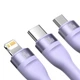Кабель Baseus Flash Series Ⅱ Two-for-three Charging Cable U+C to M+L+C 100W 1.2m Purple (CASS030105) - изображение 4