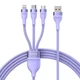 Кабель Baseus Flash Series Ⅱ One-for-three Fast Charging Data Cable USB to M+L+C 66W 1.2m Purple (CASS040005) - изображение 1