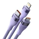 Кабель Baseus Flash Series Ⅱ One-for-three Fast Charging Data Cable USB to M+L+C 66W 1.2m Purple (CASS040005) - изображение 3