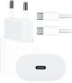 Комплект Зарядное устройство Foxconn 20W USB-C + Кабель нейлоновый USB-C-USB-C 20W White 1 м для Apple iPhone (37431-c) - изображение 1