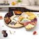 Доска бамбуковая круглая для сыра и закусок с ножами для нарезки, деревянная менажница диаметр 33 см цвет черный - изображение 1