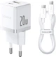 Сетевое зарядное устройство Baseus Palm Fast Charger C+U 20W EU Moon White Cable Type-C to Type-C 60W 1m (P10111608213-01) - изображение 1