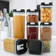 Комплект контейнеров для сыпучих продуктов FOOD Container 7шт прозрачные органайзеры для кухни набор емкостей для хранения круп макарон сахара соли соли сладостей - изображение 2