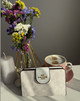 Гаманець Coach Snap Wallet In Signature Canvas бежевий білий коричневий натуральна шкіра + подарункове пакування - изображение 3