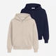 Набор толстовок на молнии с капюшоном женских Ray Premium Loose U0409W-Cream-Navy Blue S 2 шт Бежевый/Темно-синий (RAY2000000046471) - изображение 1