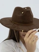 Шляпа федора с полями 9 см D.Hats с цепью цвет коричневый - изображение 5