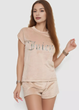 Женская велюровая пижама FS Juicy Футболка + Шорты L Beige (7611) - изображение 2