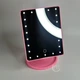 Зеркало с подсветкой прямоугольное для макияжа Large Mirror, настольное косметическое LED зеркало на подставке с регулировкой наклона и органайзером для мелочей, питание от USB/батареек Розовое, LM-02-Pink - изображение 2