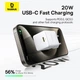 Мережевий зарядний пристрій Baseus Palm Fast Charger 1C 20W EU Moon White (with Baseus Mini White Cable USB-C to USB-C 60W (20V/3A) 1m Moon White) (P10111602213-01) - изображение 10