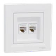 Розетка комп'ютерна подвійна біла Schneider Electric Asfora EPH4400121 RJ45 5e - зображення 1