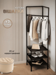 Стійка вішалка кутова для одягу та взуття GTM Loft Mini Organizer сталева підлогова з трьома полицями для взуття стійка для речей стелаж 180*45*45 см Black - зображення 1