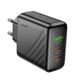 Мережевий зарядний пристрій Hoco CS26A, 2Type-C, 1USB, PD, QC, 45W, Чорний - зображення 3